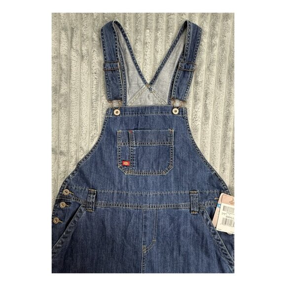 Dickies Carpenter Bib Overalls Womens Small Blue Denim Relaxed Fit Straight Leg - Picture 4 of 16
